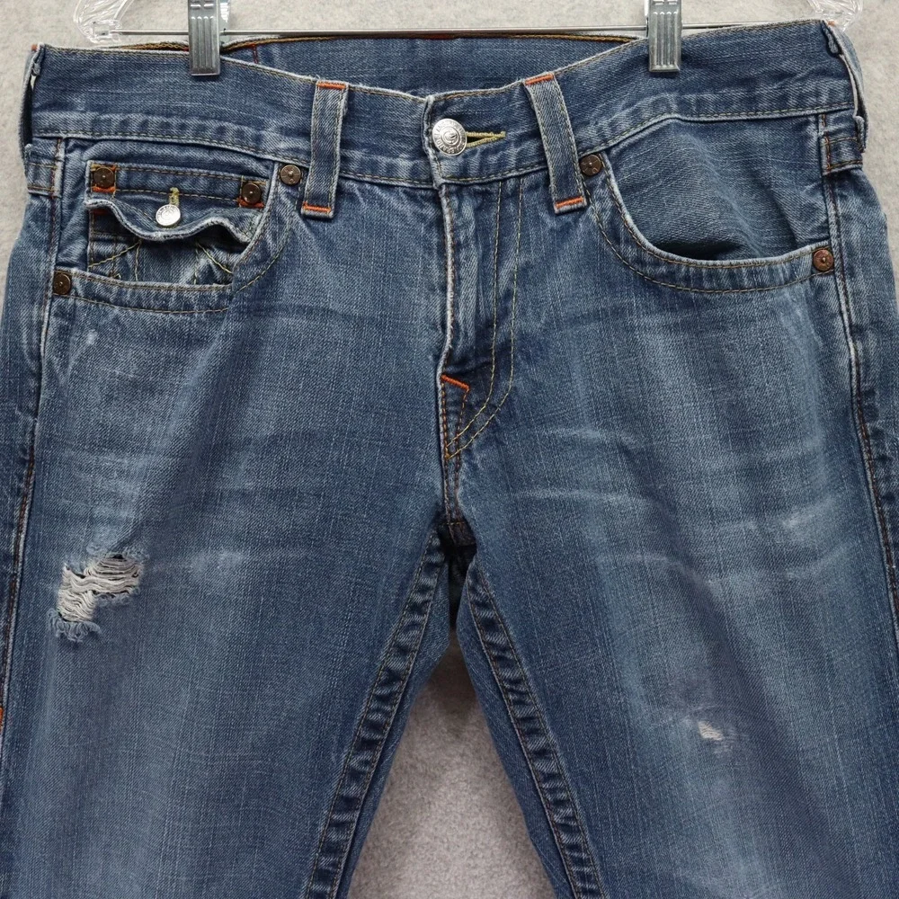 True Religion Jeans Mens 32‎ Billy Relaxed Bootcut Flap Pocket Cotton Denim Blue